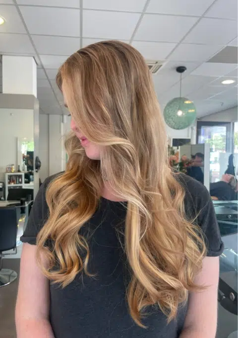 beige blonde balayage after